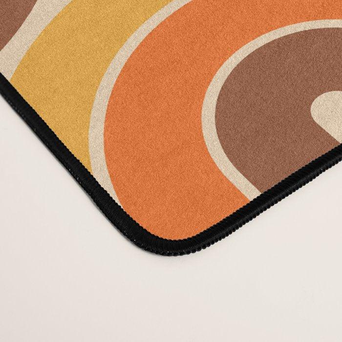 70s Retro Vintage Style Wave Pattern Autumn Brown Orange and Yellow Desk Mat Gallery Image 4