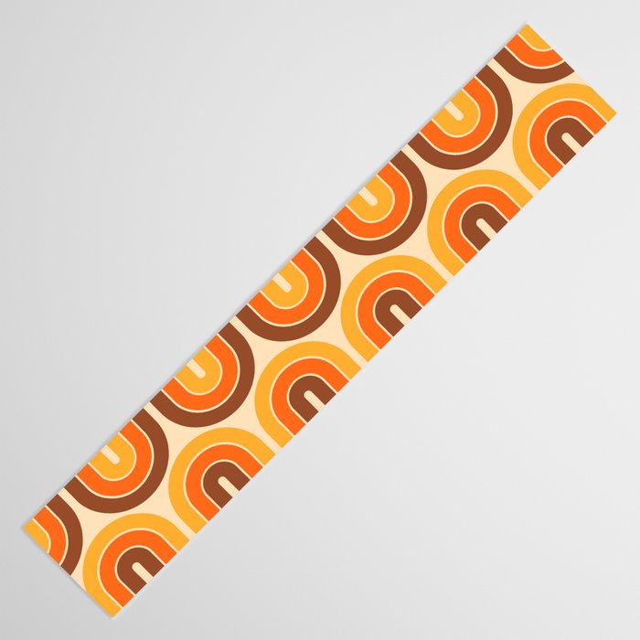 70s Retro Vintage Style Wave Pattern Autumn Brown Orange and Yellow Table Runner Gallery Image 3