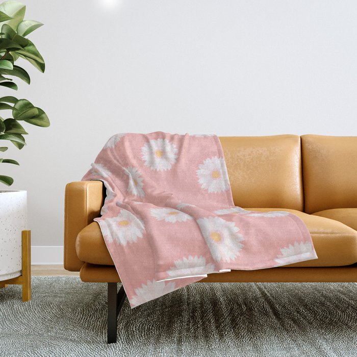 Pink Daisies  Throw Blanket Gallery Image 1