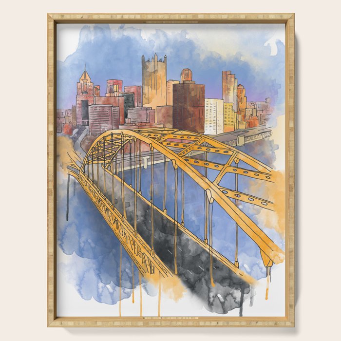 Pittsburgh Fort Pitt and Downtown Serving Tray Gallery Image 1