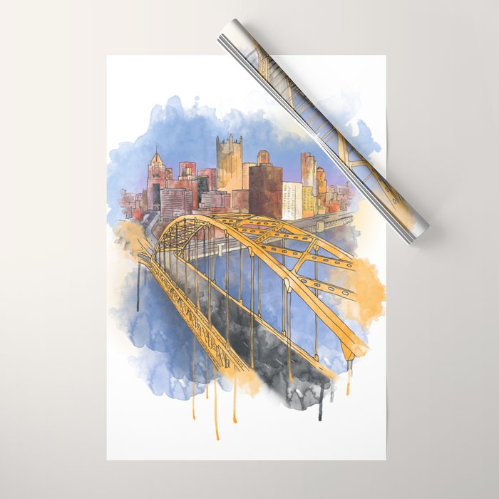 Pittsburgh Fort Pitt and Downtown Wrapping Paper Gallery Image 1