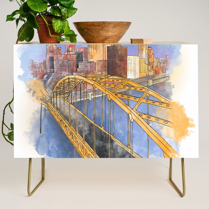 Pittsburgh Fort Pitt and Downtown Credenza Gallery Image 1