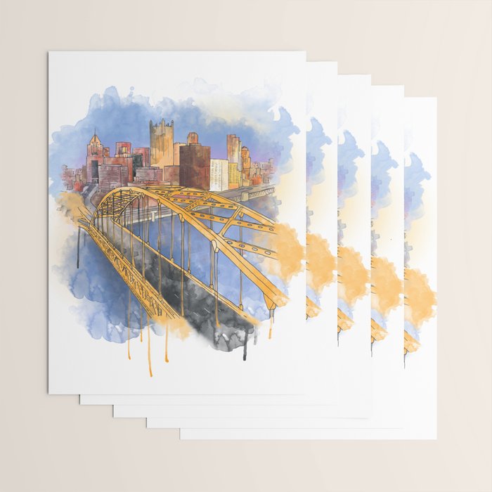 Pittsburgh Fort Pitt and Downtown Wrapping Paper Gallery Image 3