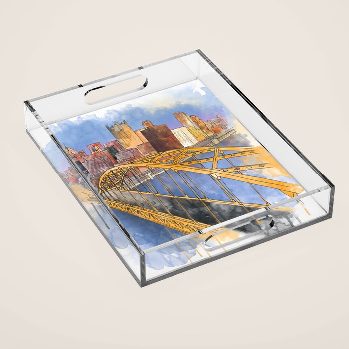 Pittsburgh Fort Pitt and Downtown Acrylic Tray Gallery Image 1