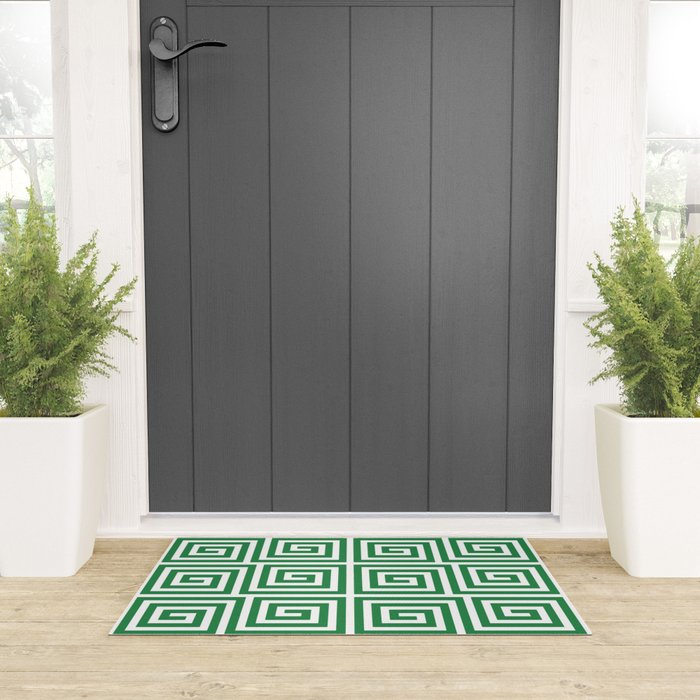 Greek Key Pattern 130 Green Welcome Mat Gallery Image 3