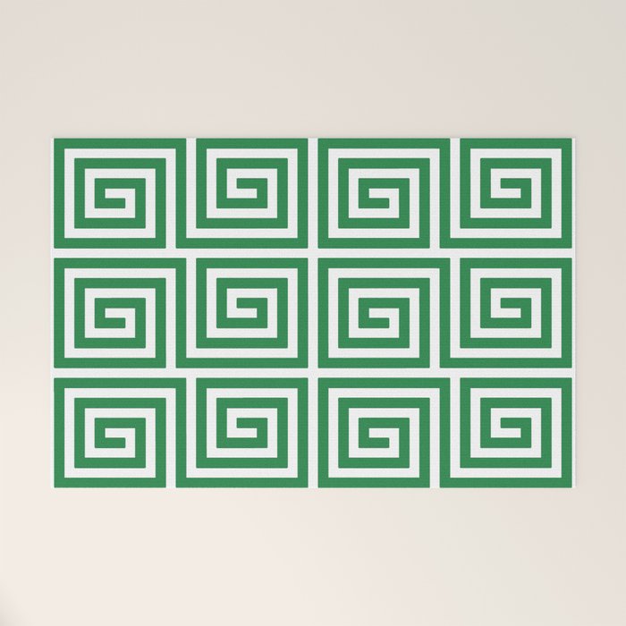 Greek Key Pattern 130 Green Welcome Mat Gallery Image 1