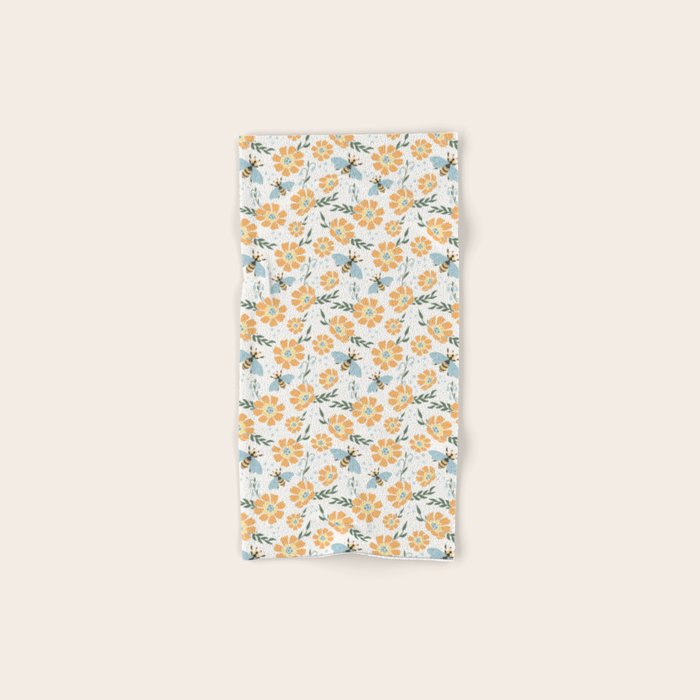 Honey Bees and Orange Flowers Bath Towel Gallery Image 1
