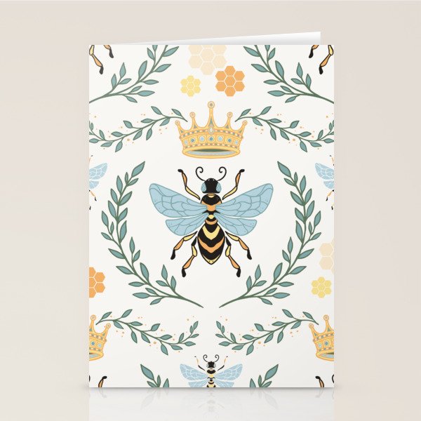 Queen Bee with Gold Crown and Laurel Frame Stationery Card Gallery Image 2