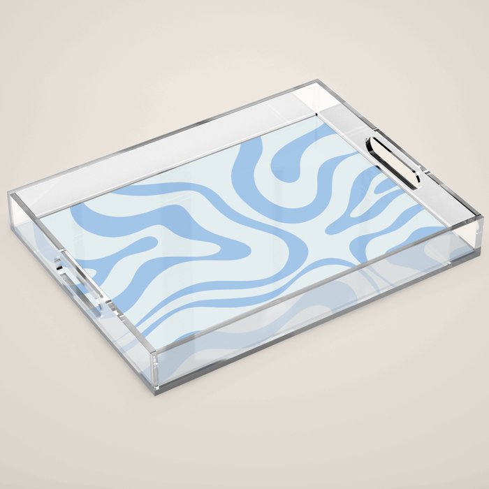 Soft Liquid Swirl Abstract Pattern Square in Powder Blue Acrylic Tray Gallery Image 1