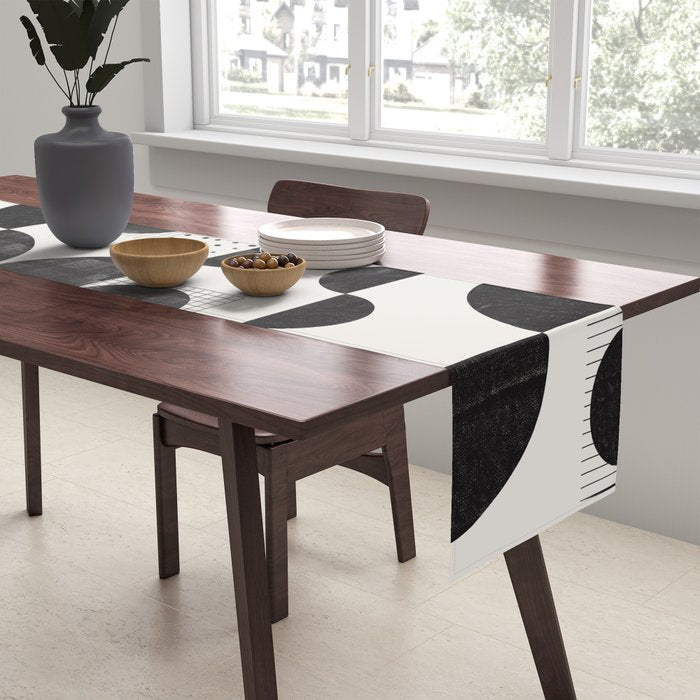 Black And White Bauhaus Abstract Table Runner Gallery Image 2