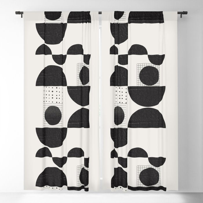 Black And White Bauhaus Abstract Window Curtain Gallery Image 5