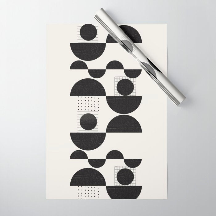 Black And White Bauhaus Abstract Wrapping Paper Gallery Image 1
