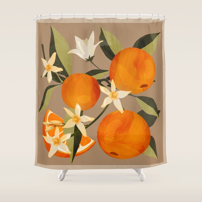 Oranges Botanical Art 2 Shower Curtain Gallery Image 1