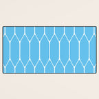 Mid Century Modern Geometric Long Honeycomb Pattern in Blue and White Desk Mat Gallery Image 3