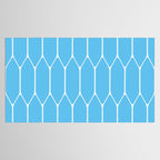 Mid Century Modern Geometric Long Honeycomb Pattern in Blue and White Tablecloth Gallery Image 2
