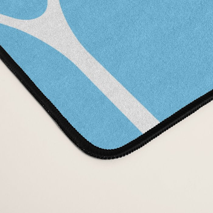 Mid Century Modern Geometric Long Honeycomb Pattern in Blue and White Desk Mat Gallery Image 4