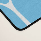 Mid Century Modern Geometric Long Honeycomb Pattern in Blue and White Desk Mat Gallery Image 4