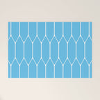 Mid Century Modern Geometric Long Honeycomb Pattern in Blue and White Welcome Mat Gallery Image 1