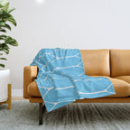 Mid Century Modern Geometric Long Honeycomb Pattern in Blue and White Throw Blanket Gallery Image 1