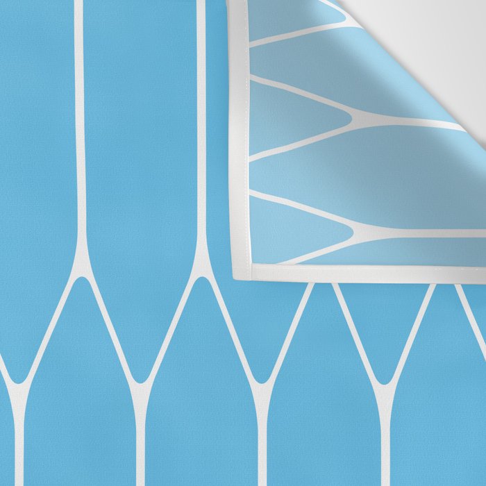 Mid Century Modern Geometric Long Honeycomb Pattern in Blue and White Wall Tapestry Gallery Image 3