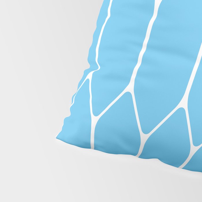 Mid Century Modern Geometric Long Honeycomb Pattern in Blue and White Pillow Sham Gallery Image 4