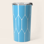 Mid Century Modern Geometric Long Honeycomb Pattern in Blue and White Travel Mug Gallery Image 2