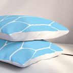 Mid Century Modern Geometric Long Honeycomb Pattern in Blue and White Pillow Sham Gallery Image 3