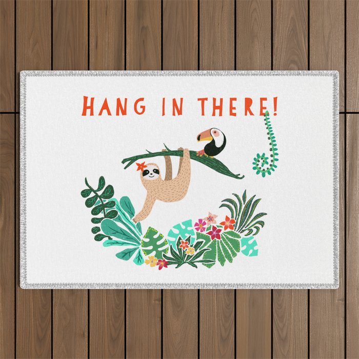 Hang in there! - Sloth Outdoor Rug Gallery Image 1