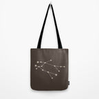 Gemini Zodiac Star Constellation Line Art Coffee Brown Tote Bag Gallery Image 2