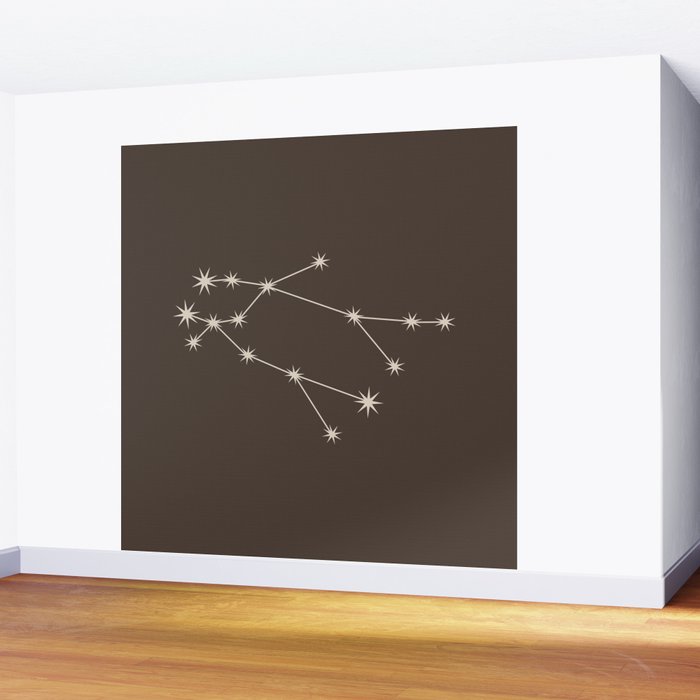 Gemini Zodiac Star Constellation Line Art Coffee Brown Wall Mural Gallery Image 2