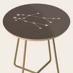 Gemini Zodiac Star Constellation Line Art Coffee Brown Side Table Gallery Image 2