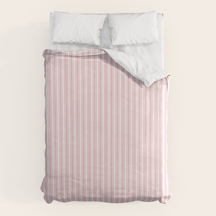 Classic Small Pink Petal French Mattress Ticking Double Stripes Duvet Cover Gallery Image 6