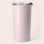 Classic Small Pink Petal French Mattress Ticking Double Stripes Travel Mug Gallery Image 2