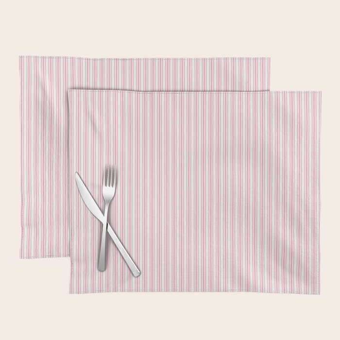 Classic Small Pink Petal French Mattress Ticking Double Stripes Placemat Gallery Image 1