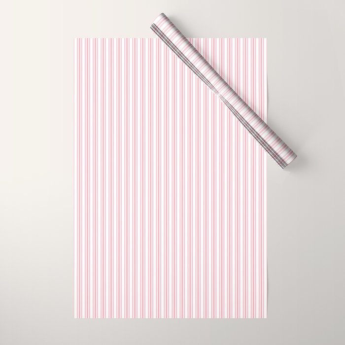 Classic Small Pink Petal French Mattress Ticking Double Stripes Wrapping Paper Gallery Image 1