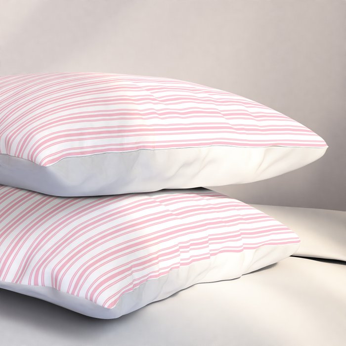 Classic Small Pink Petal French Mattress Ticking Double Stripes Pillow Sham Gallery Image 3