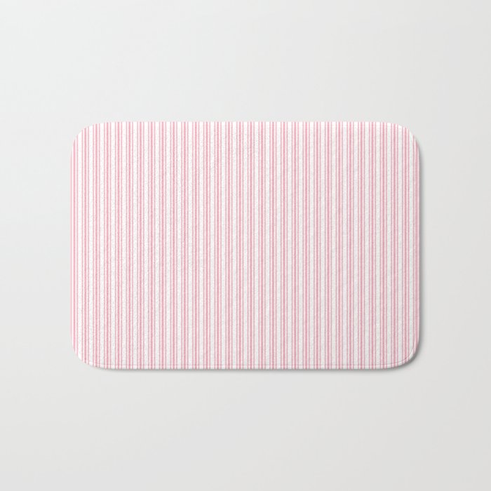 Classic Small Pink Petal French Mattress Ticking Double Stripes Bath Mat Gallery Image 1