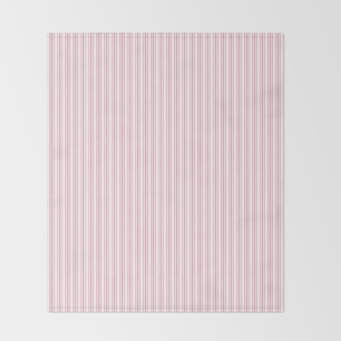 Classic Small Pink Petal French Mattress Ticking Double Stripes Throw Blanket Gallery Image 2