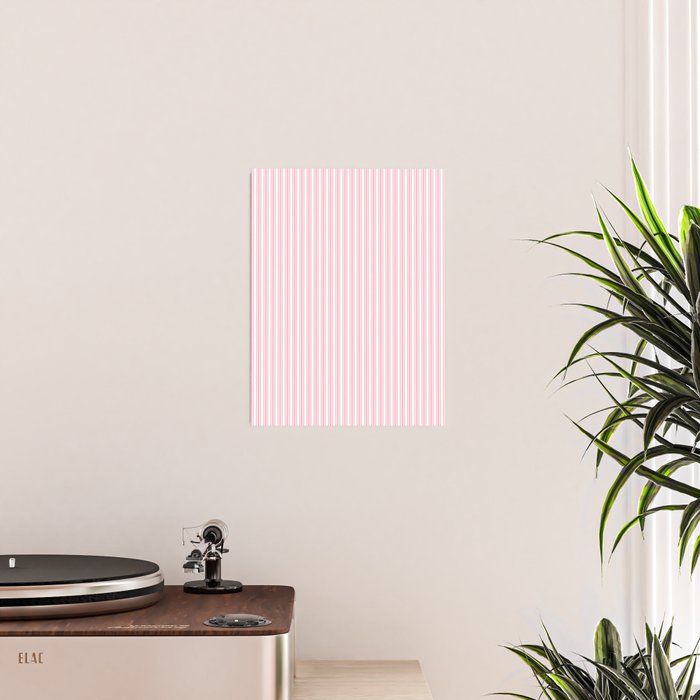 Classic Small Pink Petal French Mattress Ticking Double Stripes Poster Gallery Image 2