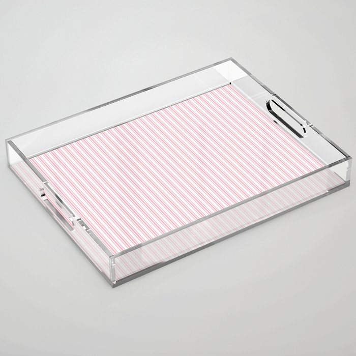 Classic Small Pink Petal French Mattress Ticking Double Stripes Acrylic Tray Gallery Image 1