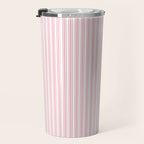 Classic Small Pink Petal French Mattress Ticking Double Stripes Travel Mug Gallery Image 3