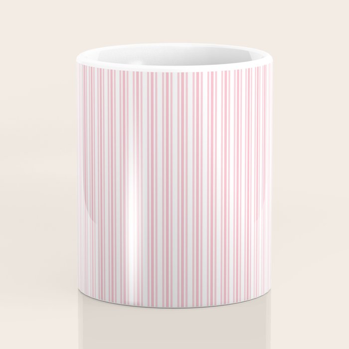 Classic Small Pink Petal French Mattress Ticking Double Stripes Coffee Mug Gallery Image 4