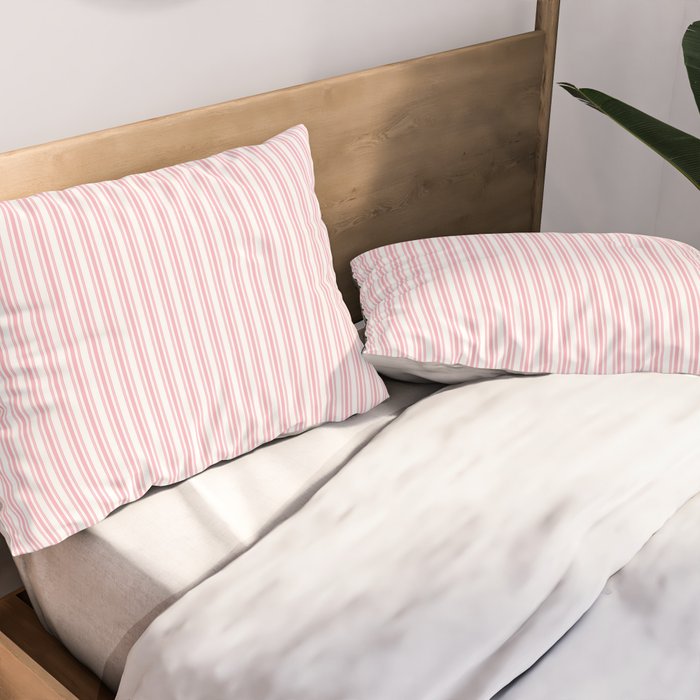 Classic Small Pink Petal French Mattress Ticking Double Stripes Pillow Sham Gallery Image 2