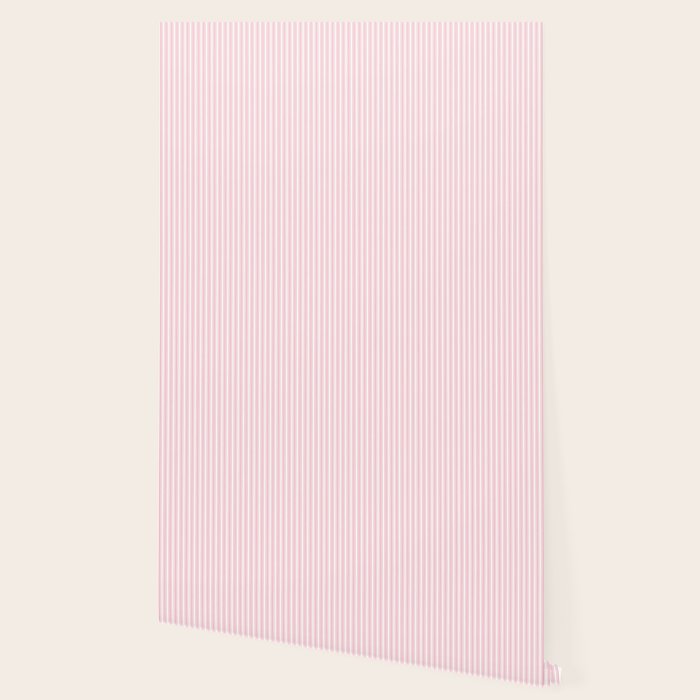 Classic Small Pink Petal French Mattress Ticking Double Stripes Wallpaper Gallery Image 2
