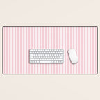 Classic Small Pink Petal French Mattress Ticking Double Stripes Desk Mat Gallery Image 1