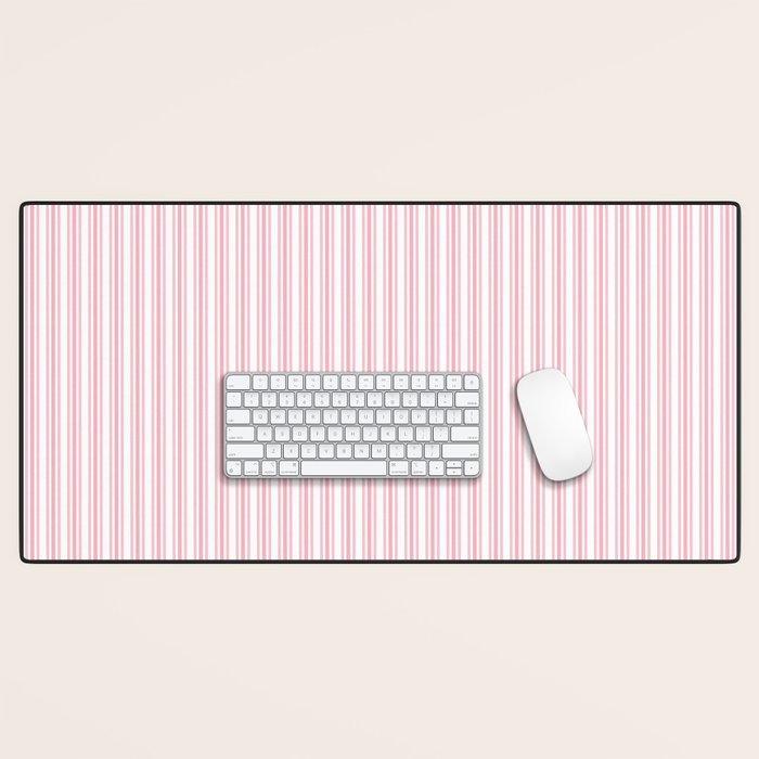 Classic Small Pink Petal French Mattress Ticking Double Stripes Desk Mat Gallery Image 1