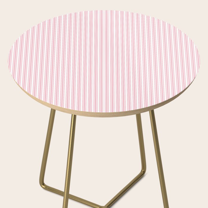 Classic Small Pink Petal French Mattress Ticking Double Stripes Side Table Gallery Image 2