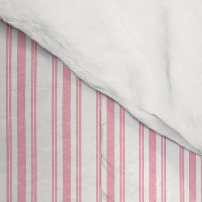 Classic Small Pink Petal French Mattress Ticking Double Stripes Comforter Gallery Image 4