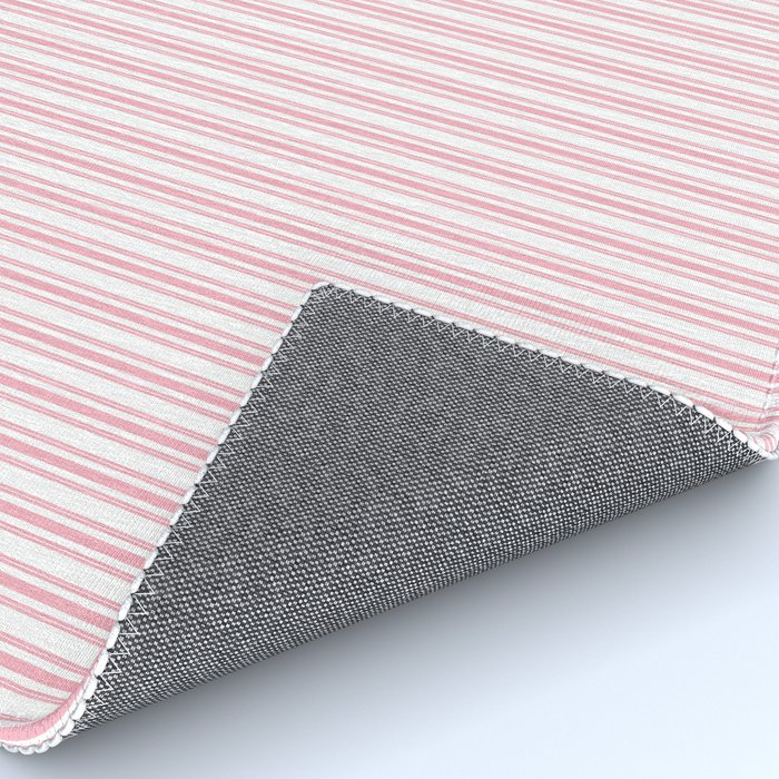 Classic Small Pink Petal French Mattress Ticking Double Stripes Rug Gallery Image 4