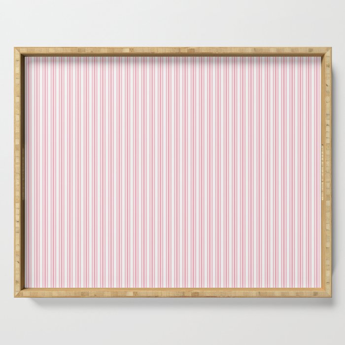 Classic Small Pink Petal French Mattress Ticking Double Stripes Serving Tray Gallery Image 1